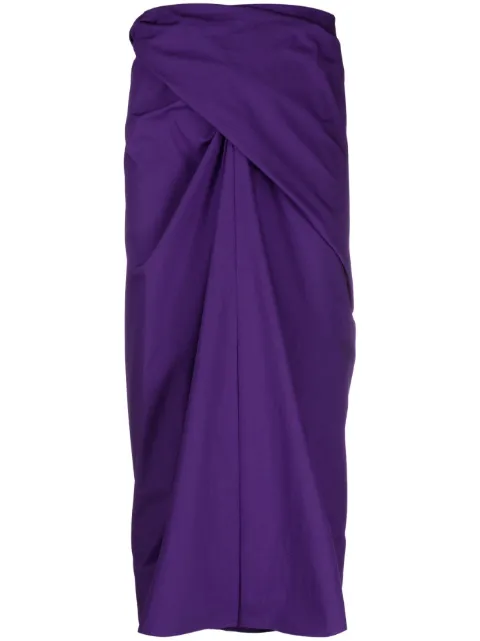 QUIRA high-waisted gathered-detail skirt Purple Q231CO