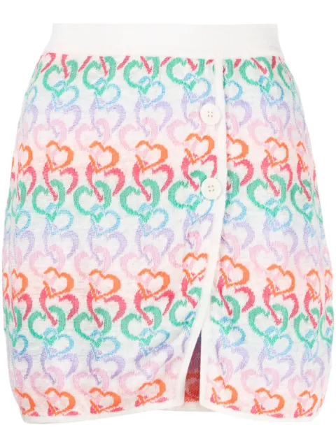 Marco Rambaldi heart-embroidery knit skirt White KN130GON