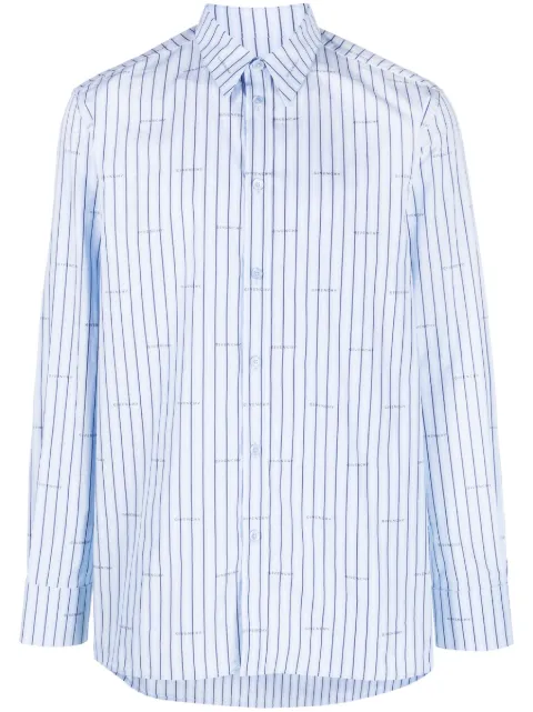 Givenchy logo-print striped shirt Blue BM60WA14P5