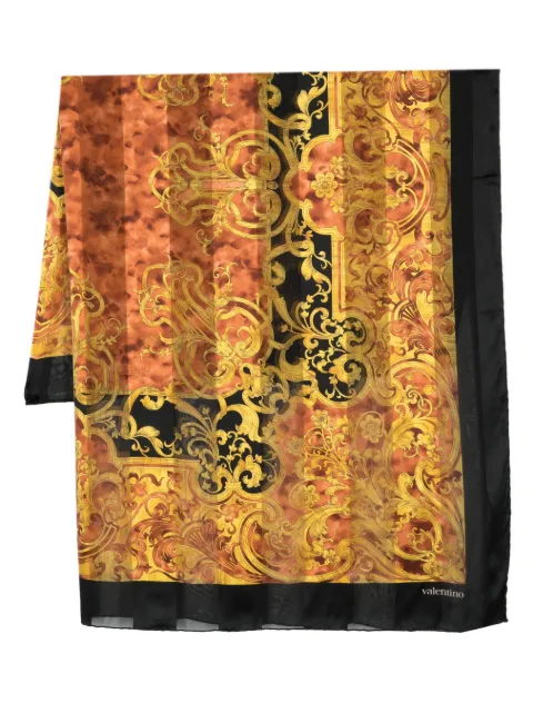 Valentino Garavani Pre-Owned 1980s baroque-print silk scarf Black VALG480T