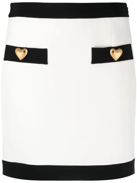 Moschino button-detailed fitted skirt White A01180424