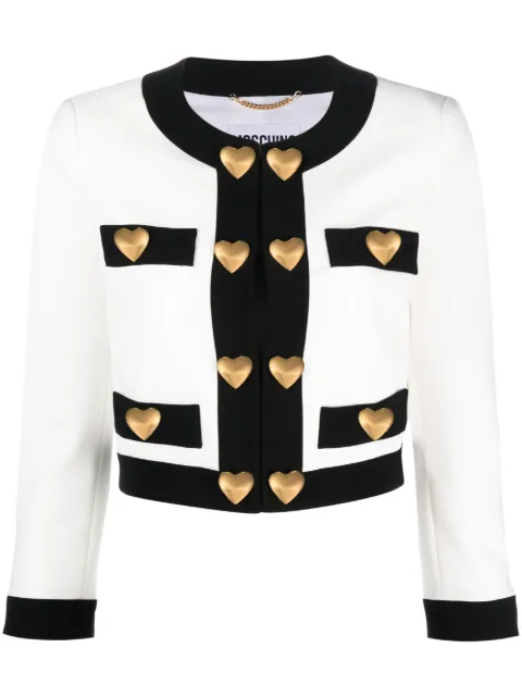 Moschino heart-embellished cropped jacket White A05250424