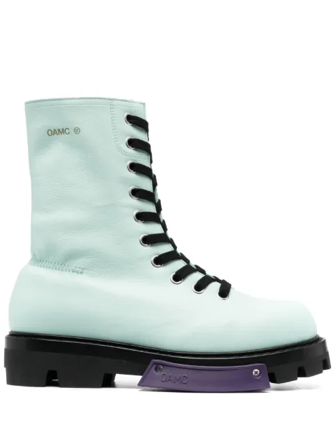 OAMC logo-print lace-up fastening boots Blue 23E28OAS10TOMOA010