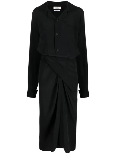 QUIRA long-sleeve button-fastening dress Black Q531SI