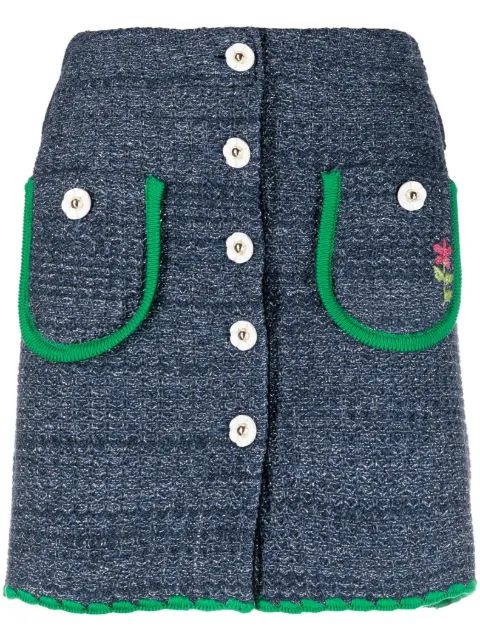 CORMIO Chiara flower-buttons short skirt Blue CHIARA