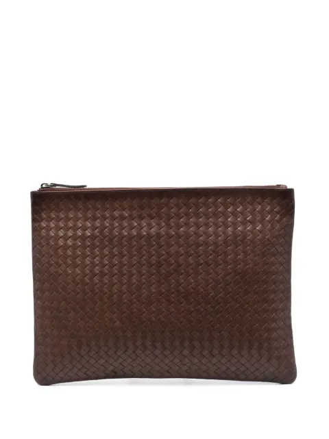 DRAGON DIFFUSION woven leather clutch bag Brown 8058