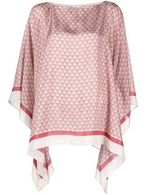 Brunello Cucinelli Starburst silk poncho top Red MP974BV910C6902