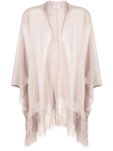 Brunello Cucinelli fringed linen poncho M10553806PC9504