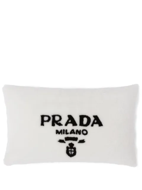 Prada embroidered logo sheepskin cushion White 2QB0032EC9
