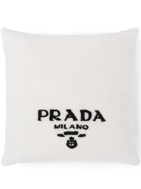 Prada embroidered-logo sheepskin cushion White 2QB0022EC9