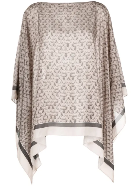 Brunello Cucinelli geometric-pattern silk tunic Neutrals MP974BV910C6901