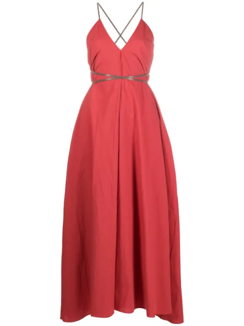 Brunello Cucinelli open-back cotton maxi dress Red MP127ABX52C2995