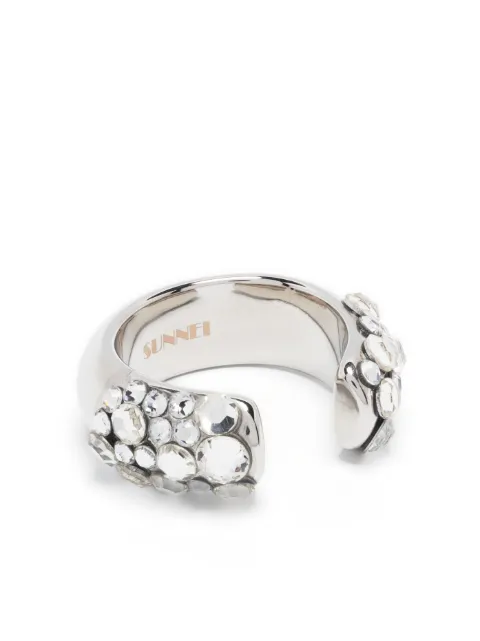 Sunnei rhinestone-embellished open-design ring Silver MACCWJEW061MET007