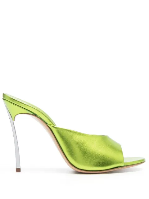 Casadei 105mm metallic leather sandals Green 1M889V100MC2111