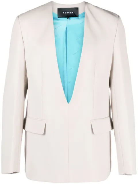 Botter plunging V-neck wool blazer Neutrals 1024CW092