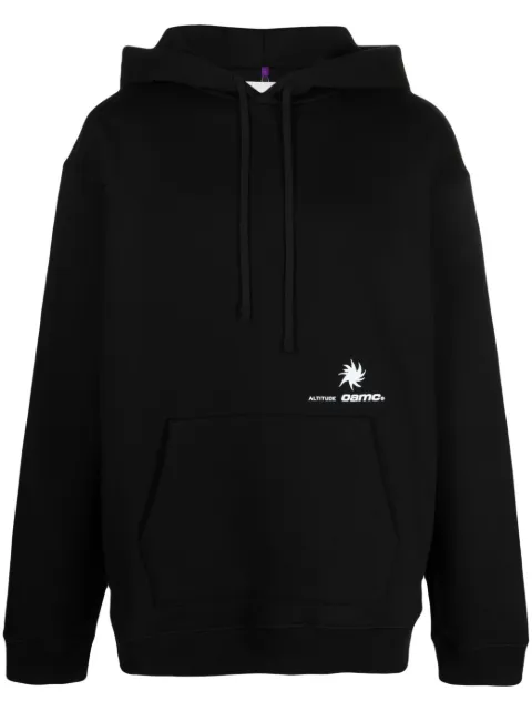 OAMC logo-print drawstring hoodie Black 23E28OAJ23COT00835