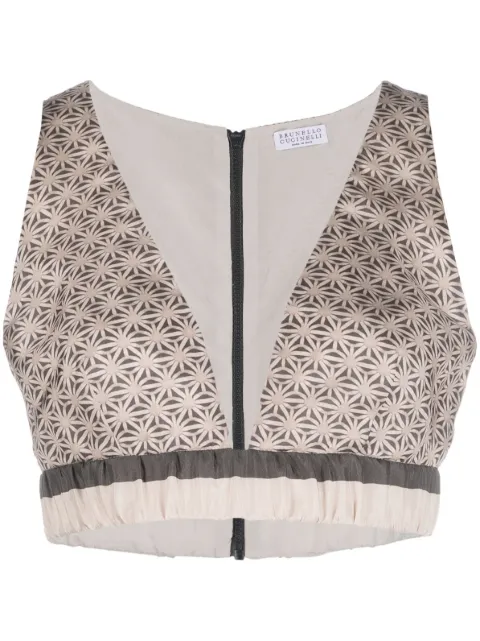 Brunello Cucinelli V-neck cropped top Neutrals MP974EJ399C6901