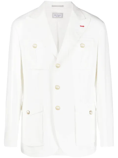 Brunello Cucinelli pockets linen jacket White MP4316261EC802