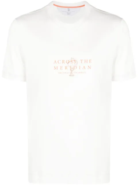 Brunello Cucinelli slogan-print cotton T-shirt White M0T618491PCTL39