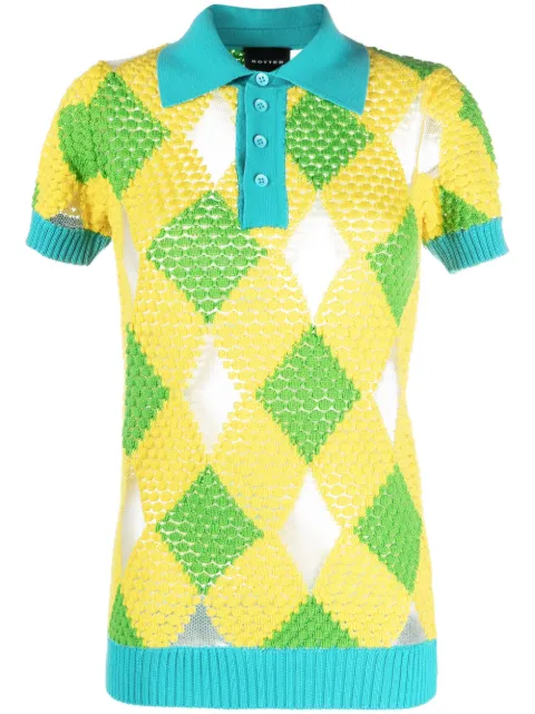Botter geometric-pattern knitted polo shirt Yellow 7027K013