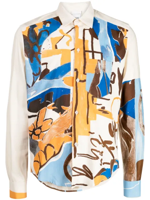 Bethany Williams graphic-print cotton shirt Neutrals BWSS23D014