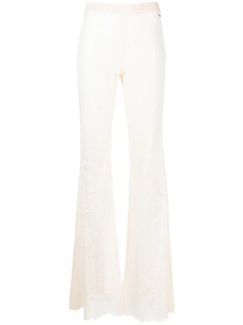DSQUARED2 sheer-lace flared trousers Neutrals S72KA1165S76659
