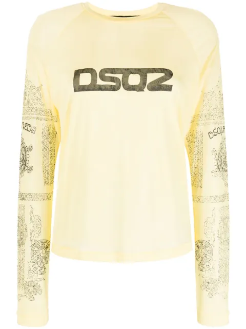 DSQUARED2 logo-print long-sleeve top Yellow S72GD0449S24492
