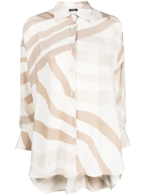 Kiton abstract-print long-sleeve shirt Neutrals D51402K0973B02