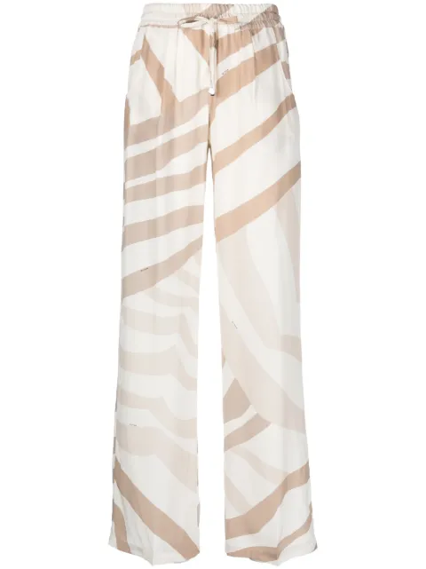 Kiton abstract-print drawstring silk trousers Neutrals D48122K0973B02