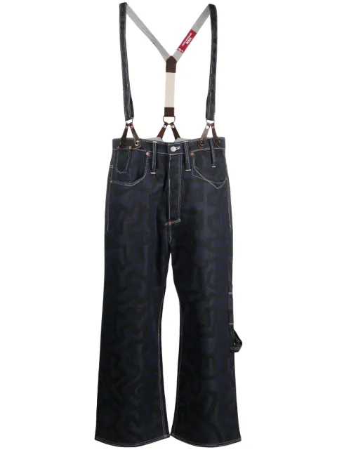 Junya Watanabe MAN straight-leg abstract-print trousers Blue WKP206