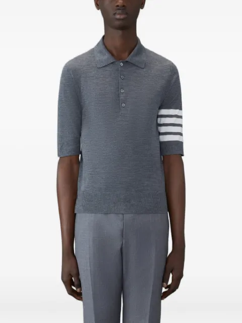 Thom Browne four-stripe short-sleeve polo shirt Grey MKP048AY1014