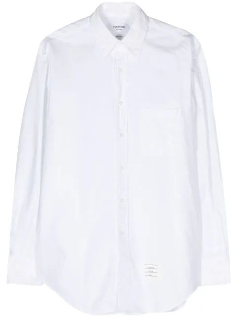 Thom Browne logo-patch cotton shirt White MWL001AF0313