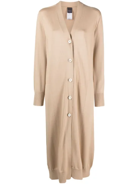 Lorena Antoniazzi V-neck knitted longline cardigan Neutrals P23122CM44A2224