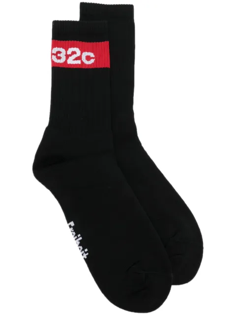 032c logo-print knit socks Black SS23A1010