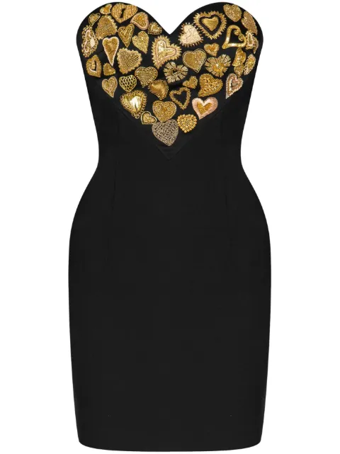 Moschino sweetheart-neck embroidered minidress Black A04505533