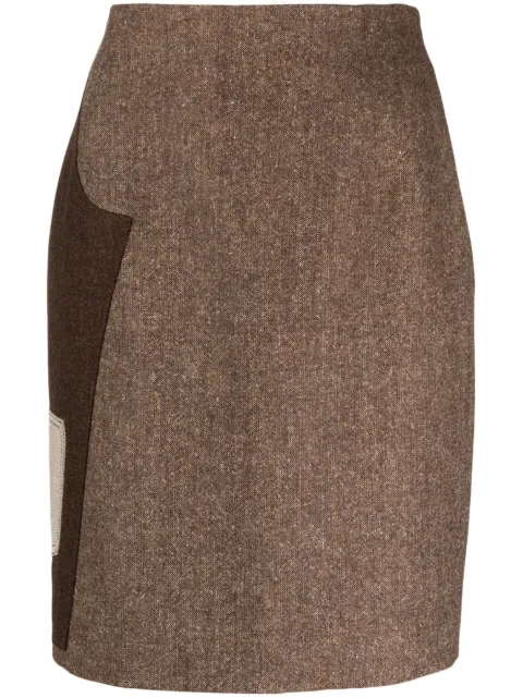 Moschino contrasting-panel pencil skirt Brown A01035514
