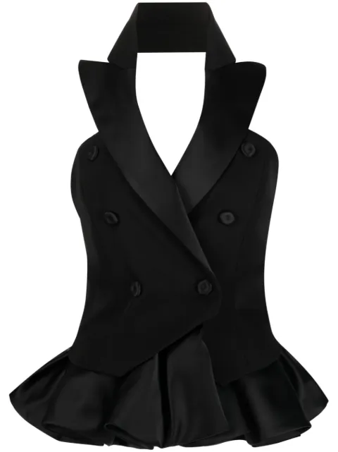 Moschino double-breasted sleeveless blazer top Black A08025517
