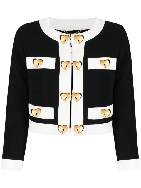 Moschino heart-embellished cropped jacket Black A05250424