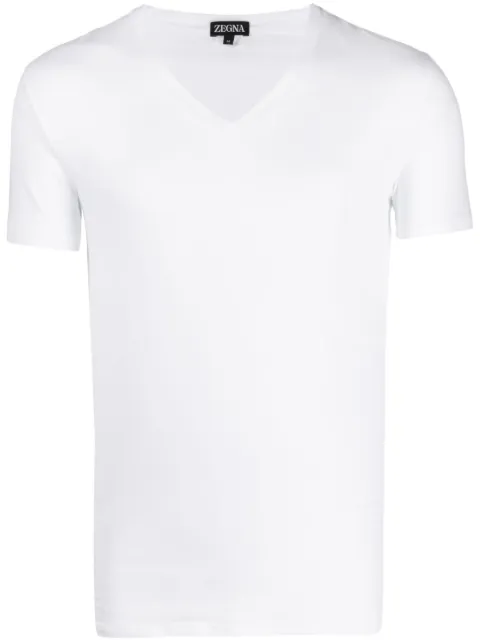 Zegna V-neck stretch-cotton T-shirt White N2M80009