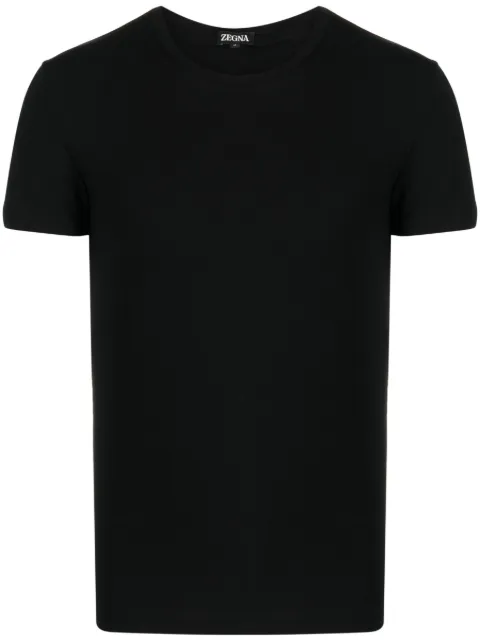 Zegna short-sleeved stretch-cotton T-shirt Black N2M20009
