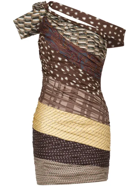 Moschino patchwork-design sleeveless dress Brown A04125553