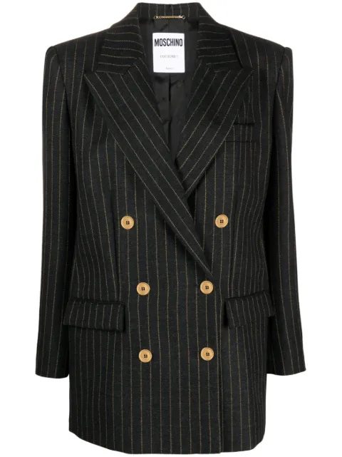 Moschino pinstripe wool double-breasted blazer Grey J05125544