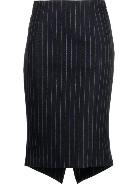 Moschino striped virgin-wool midi skirt Blue J01085544
