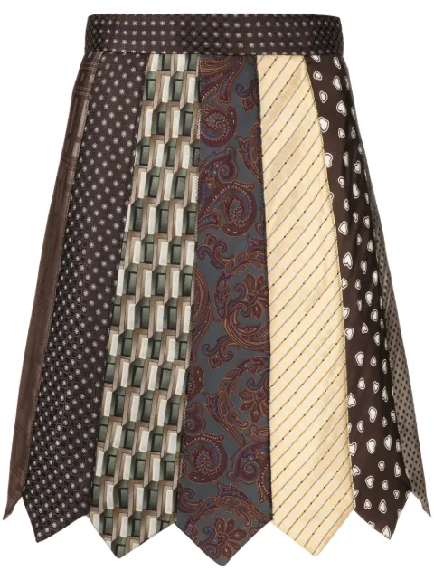 Moschino tie-patchwork high-waisted skirt Brown A01065553