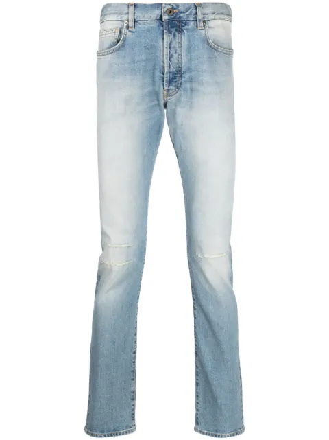 14BROS stonewashed straight-leg jeans Blue 12690A5076382
