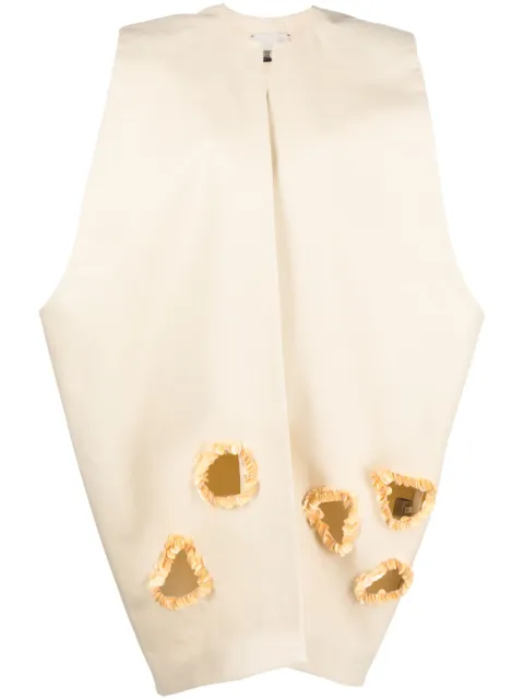 Calcaterra sequin-embellished cotton cape coat Neutrals C91RTEX03