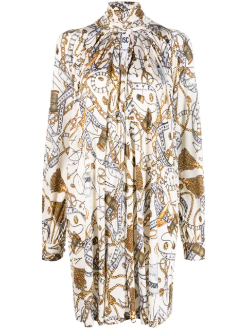 Moschino graphic-print high-neck midi dress Neutrals A04055557
