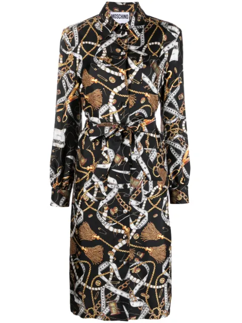 Moschino graphic-print silk midi dress Black J04035556