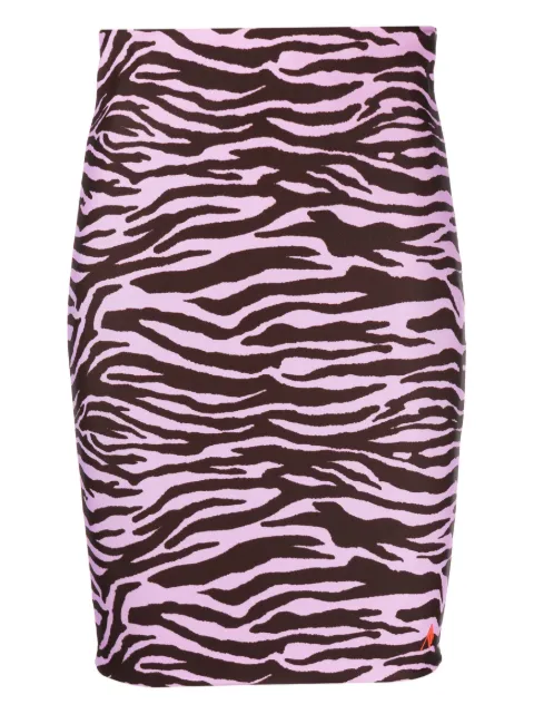 The Attico zebra-print pencil midi skirt Pink 233WBB09PA14