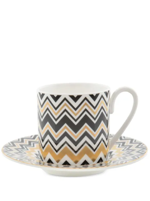 Missoni Home zigzag-print coffee cup and saucer (set of six) Gold MHPZZG12S6